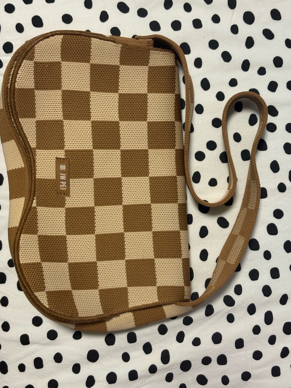 JW Pei Brown Checkerboard Shoulder Bag